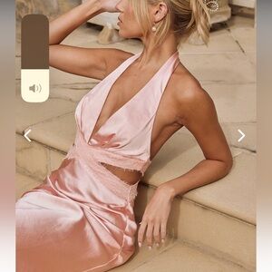Peach Halter Cut Out Dress Selfie Leslie Medium